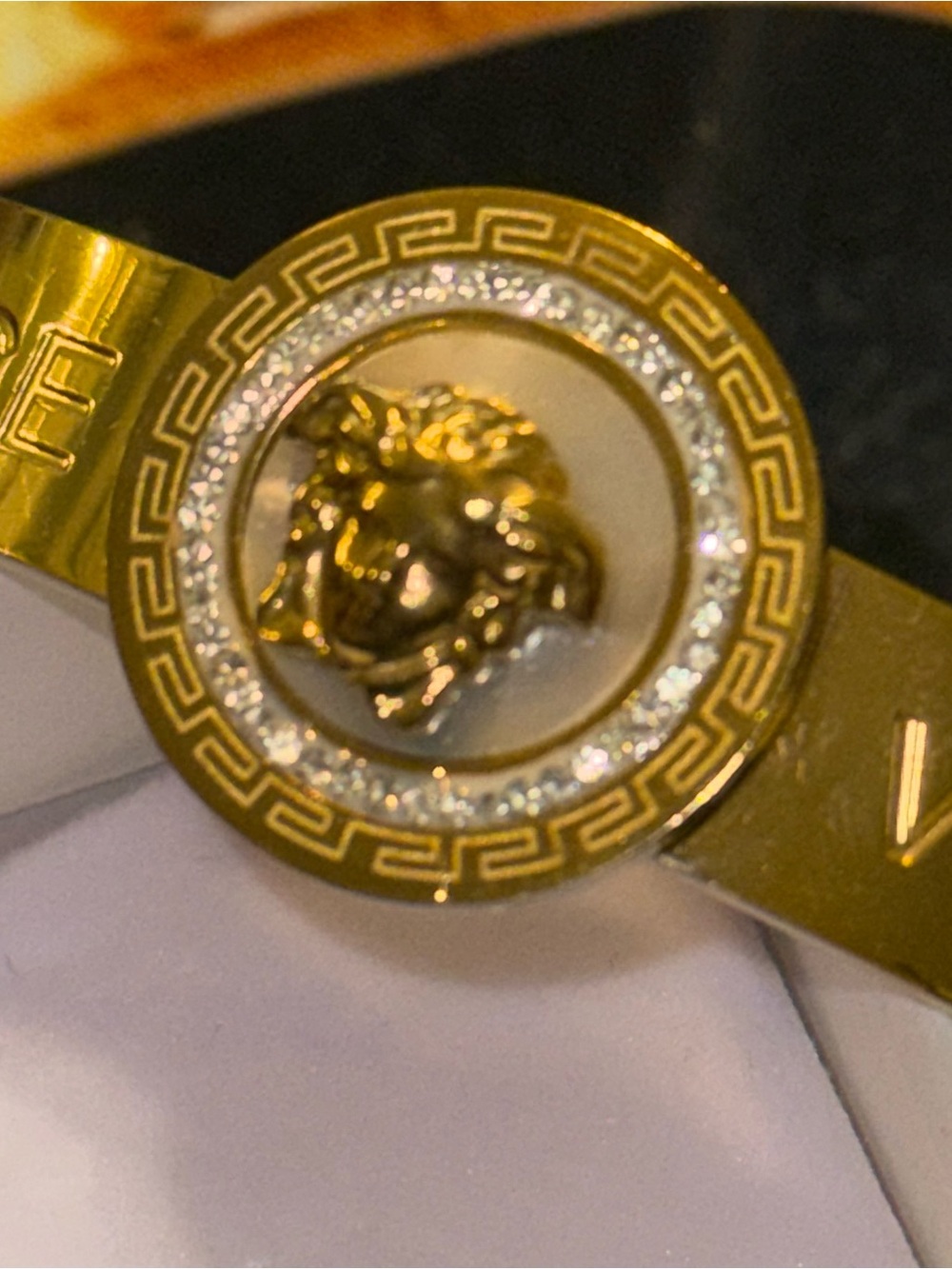 New Only One of this style 🔥Versace Gold Medusa CZ Halo Bangle Bracelet